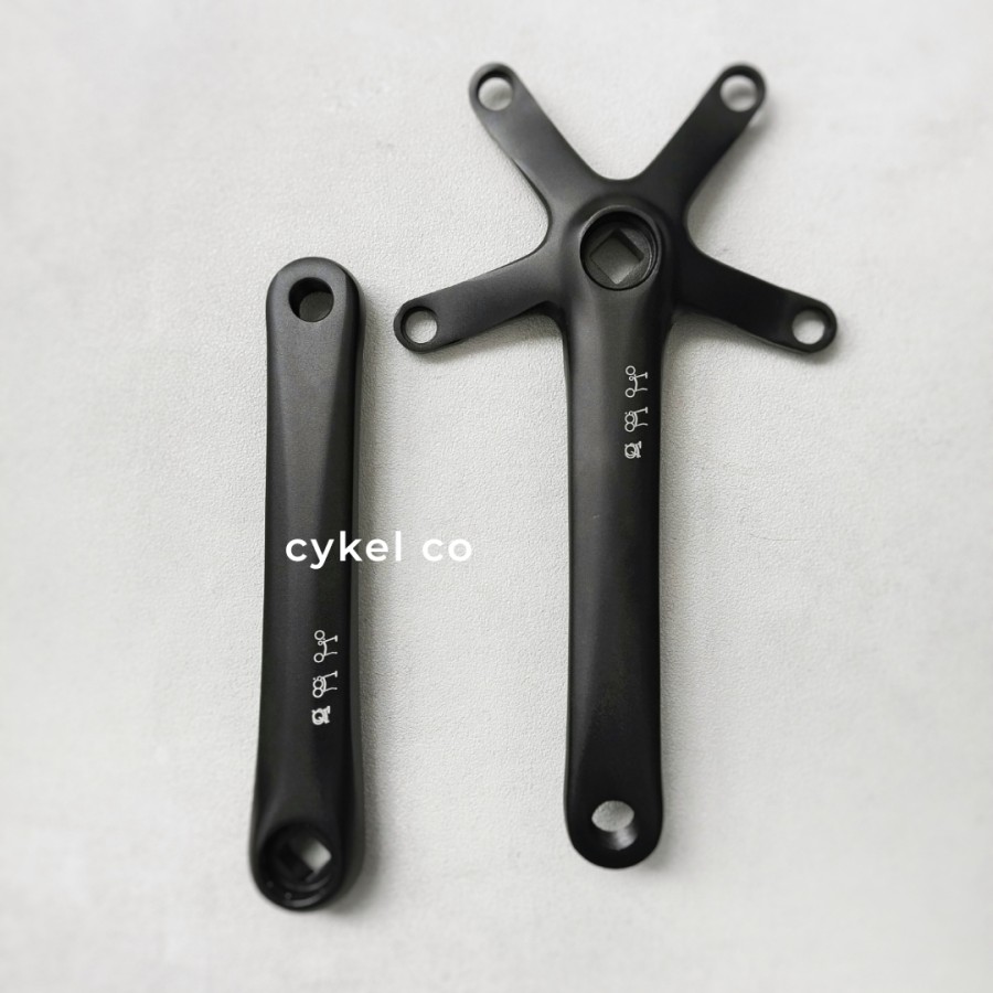 Crank Arm Set Black Alloy Folding Bike BCD 130 5 Arms Bolts Cykel co Crank Arm Set Black Alloy Folding Bike BCD 130 5 Arms Bolts Cykel co