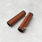 vintage bike handgrip alloy pu leather handlebar grips comfortable double lock anti slip black brown