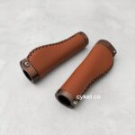 vintage bike handgrip alloy pu leather handlebar grip double lock brown mtb